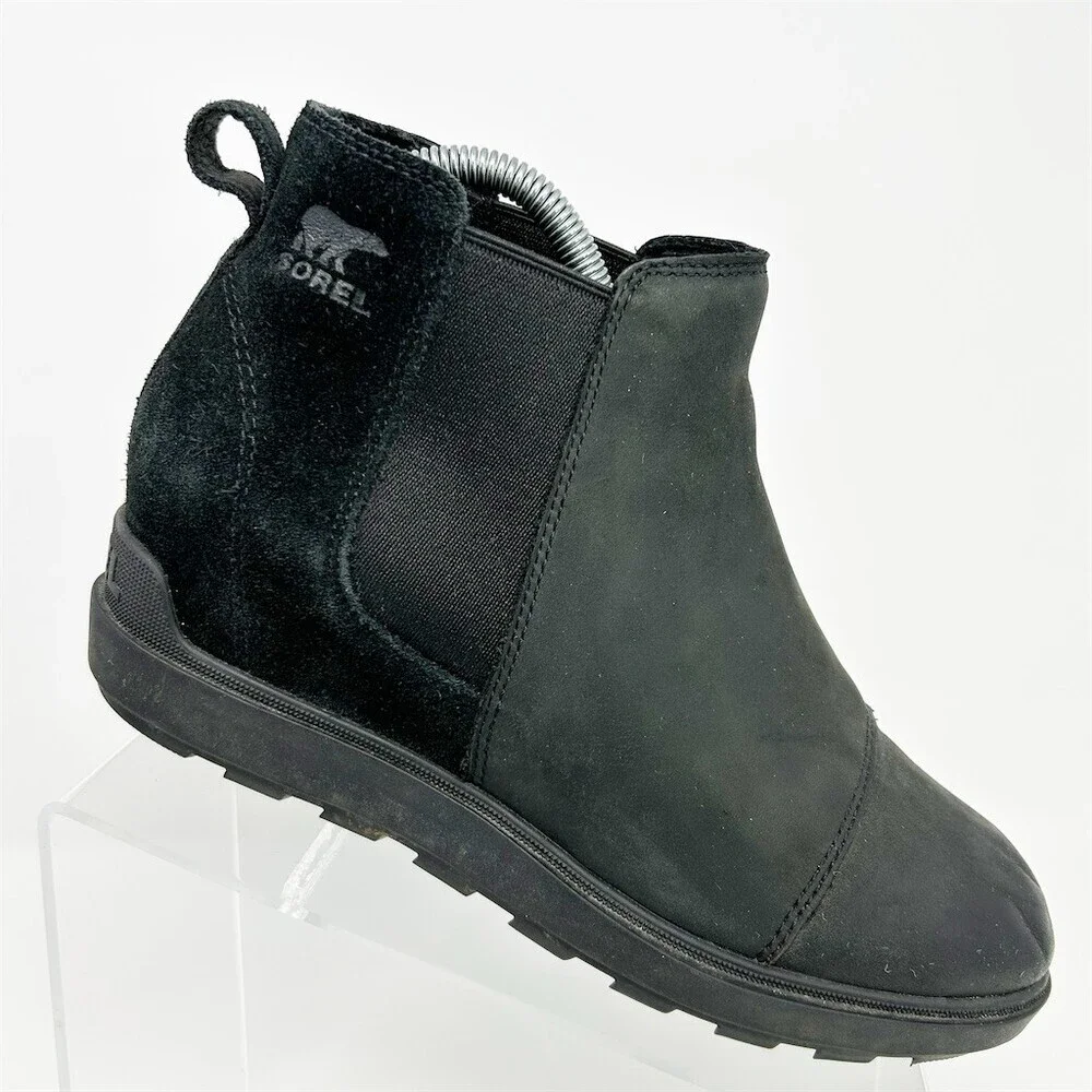 SOREL Evie II Chelsea Bootie Womens Black Pull-On Ankle Boots Size 9 Fall